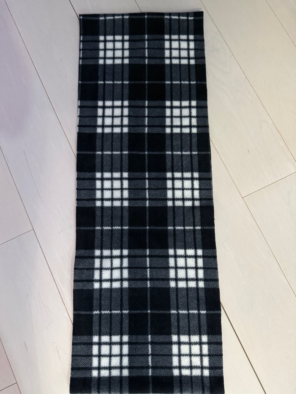 Old Navy Black and White Plaid Fleece Scarf